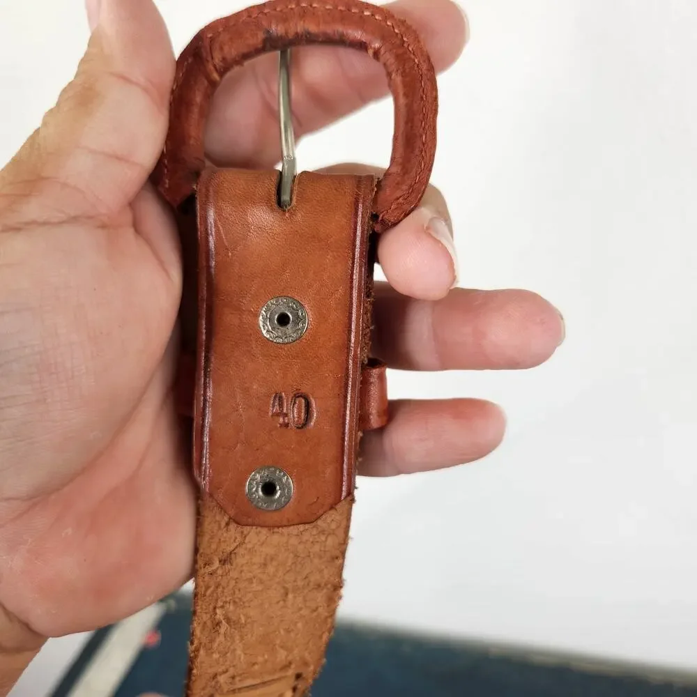 Brown Leather Tooled Raw Hide Eagle Men's Belt Size 40
